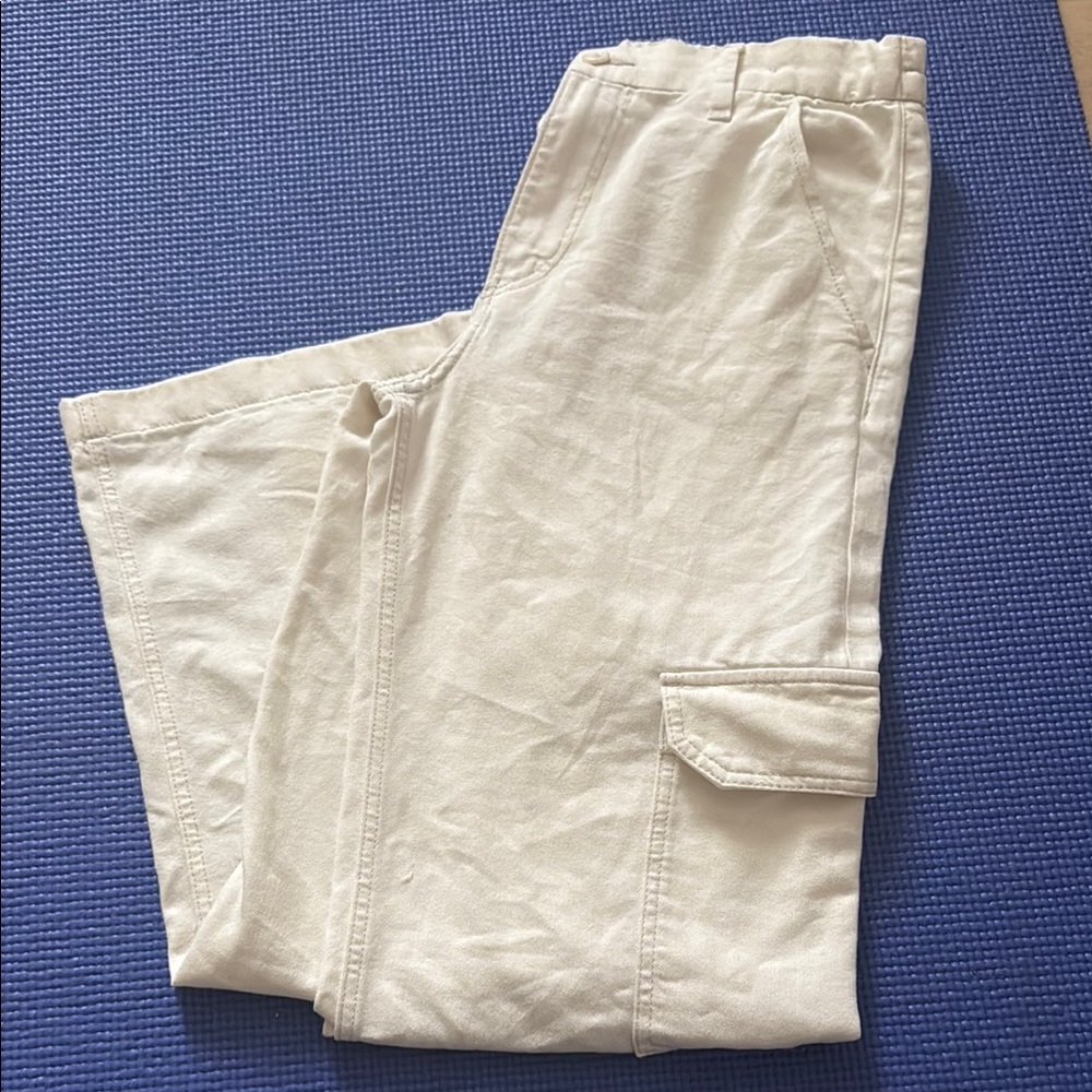 Girls Cream Cargo Pants